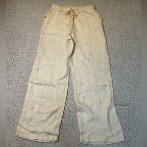 Zara Lightweight Cream Drawstring Wide-Leg Pants Size M